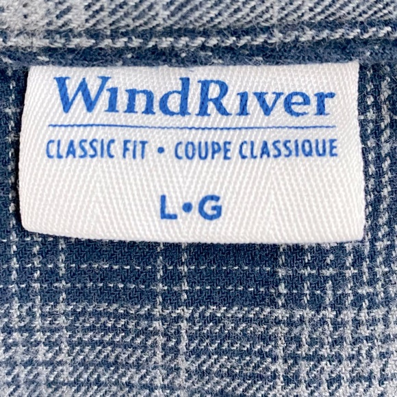 Wind River Blue Grey Cotton Plaid Long Sleeve Button Up Shirt L - Picture 3 of 14
